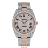 Rolex Datejust 41mm Custom Pave Roman Numeral Dial Two Tone Oyster Band 24ctw Natural Diamonds