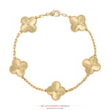 This piece is handcrafted and manufactured by BillionairesClub.Miami All of the Bracelets are handmade by a in-house master in the highest quality craftsmanship. This piece is made of solid gold. Dimensions: Clover: 7mm / Distance: 21mm / Bracelet Length: 6+1inch (chain Extender)