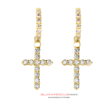 Diamond Cross Hanging Earrings