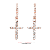 Diamond Cross Hanging Earrings