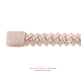 Miami Cuban Link Bracelet With Diamonds And Baguettes 14k Gold