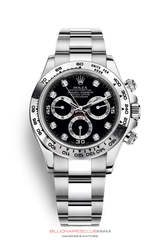 THIS OYSTER PERPETUAL COSMOGRAPH DAYTONA IN 18 CT WHITE GOLD WITH AN OYSTER BRACELET, FEATURES AN 18 CT WHITE GOLD BEZEL WITH ENGRAVED TACHYMETRIC SCALE.