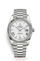 "Synonymous with excellence and reliability, Rolex watches are designed for everyday wear, and depending on the model, perfectly suited for a wide range of sports and other activities. Built to last, these timepieces are characterized by their distinctive and timeless aesthetics. The Oyster Perpetual Day-Date 40 is the ultimate watch of prestige." Rolex