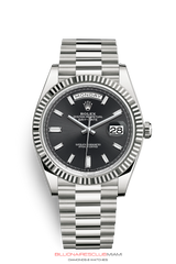 "Synonymous with excellence and reliability, Rolex watches are designed for everyday wear, and depending on the model, perfectly suited for a wide range of sports and other activities. Built to last, these timepieces are characterized by their distinctive and timeless aesthetics. The Oyster Perpetual Day-Date 40 is the ultimate watch of prestige." Rolex