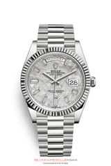 "Synonymous with excellence and reliability, Rolex watches are designed for everyday wear, and depending on the model, perfectly suited for a wide range of sports and other activities. Built to last, these timepieces are characterized by their distinctive and timeless aesthetics. The Oyster Perpetual Day-Date 40 is the ultimate watch of prestige." Rolex